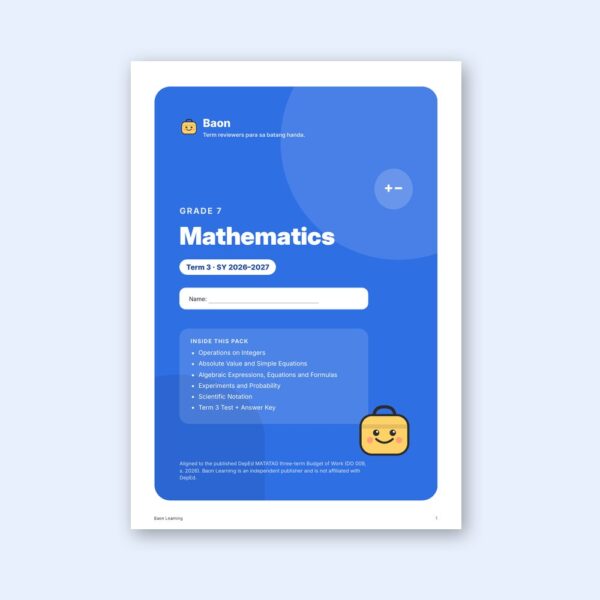 Grade 7 Math Reviewer, Term 3